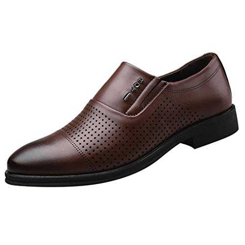 Mens Loafers Leather Driving Shoes Classic Business Office Shoes Fashion Ballroom Dance Shoes with Tassel Lightweight Formal Dress Shoes Pointed Toe Oxfords Low-Heel Casual Shoes for Men Brown
