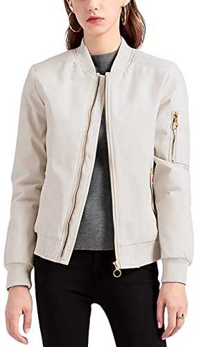 Maeau - Jackets for Women Light Bomber Jacket Waterproof Softshell Jacket Casual Winter Autumn Outwear with Pockets Ladies Slim Fit Coats for Hiking Travel Outdoor Sport