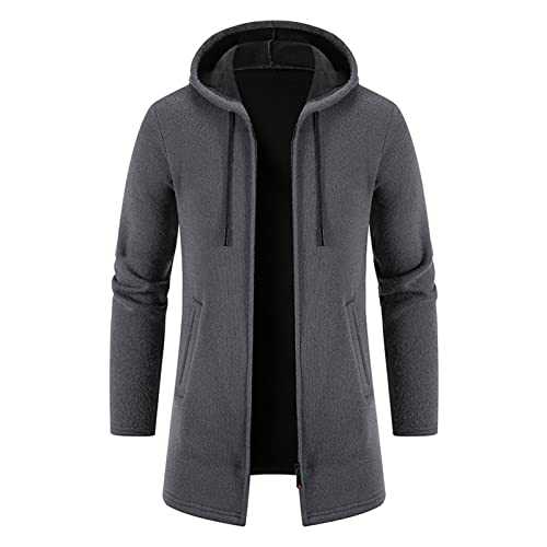 Mens Coats and Jackets Winter Sale Clearance,Trench Coat Men with Hood Mid Length Thick Wool Overcoat Regular Fit Cardigan Sweater Coat Peacoat Business Casual Duffle Coats Size 10-20