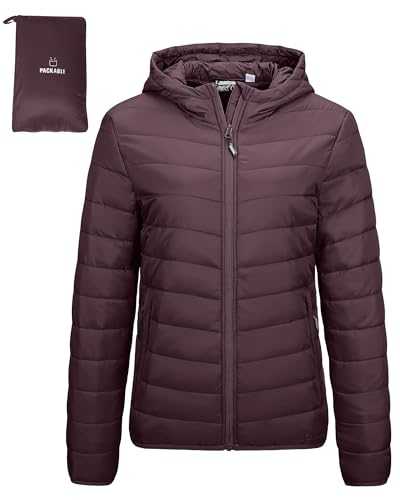 Outdoor Ventures Women's Quilted Jacket, Lightweight Packable Transition Jacket, Warm Winter Jacket with Hood for Women, Lined Puffer Jacket with Pockets for Leisure, Hiking, Travel
