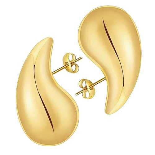 Dorzu Chunky Gold Hoop Earrings for Women,Teardrop Earrings,Hypoallergenic Gold Plated Earrings Fashion Jewelry for Women Girls