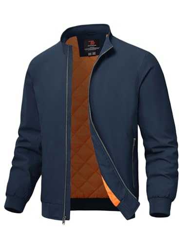 TBMPOY Men's Qulited Bomber Jackets Casual Winter Windbreakers Jacket for Men Fall Padded Full Zip Windproof Work Coats