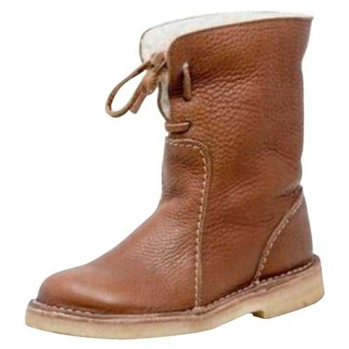 Snow Boots Women Fur Lined Boots Waterproof Boots Low Heel Ankle Boots Casual Lace Up Mid Boots Slip On Snow Boots Ladies Winter Boots Cushion Walk Boots For Women Black Ankle Boot