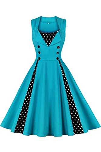 AXOE 1950s Dresses for Women with Polka Dot Print and Buttons Vintage Style