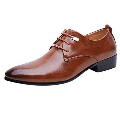 Casual Loafers for Men Classic Business Leather Shoes Retro Versatile Suit Shoes Casual Pointed Toe Lace-Up Shoes Solid Color Derbys Dress Shoes Fashion Oxford Moccasins for Men