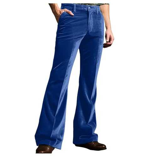 Flare Jeans Men's Gold Velvet Trousers Wide Leg Flared Trousers Simple Comfortable Casual Trousers with Pocket Solid Slim Fit Cargo Trousers Fashion Business Suit Trousers for Everyday Holiday