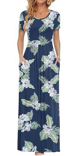 AUSELILY Maxi Dress for Women-Summer Casual Long Dresses for Ladies with Pockets