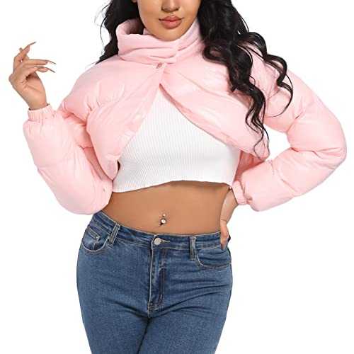 Hujoin Women's Ultra Crop Bolero Jacket Women Winter Cropped Puffer Fashion Coat Padded 2023 Sexy