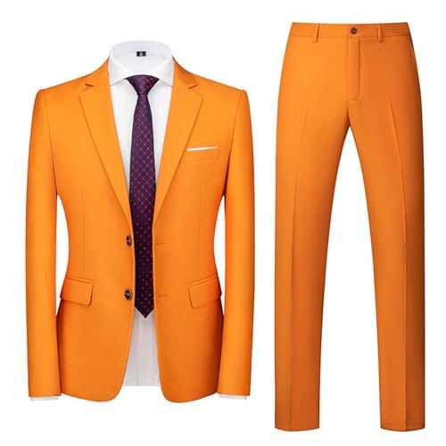 Suits for Men UK 2 Piece Slim Fit Notched Solid Blazer No Iron Anti-Wrinkle Tuxedo Dress Pants Outfit Single Breasted Casual Smart Blazers Suit for Wedding Banquet Oversize