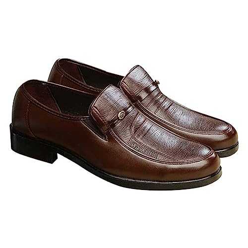 Men's Slip-on Loafers Dress Shoes Men's Round Toe Fashion Casual Loafers Classic Business Leather Soft Bottom Comfortable Commuter Office Walking Shoes