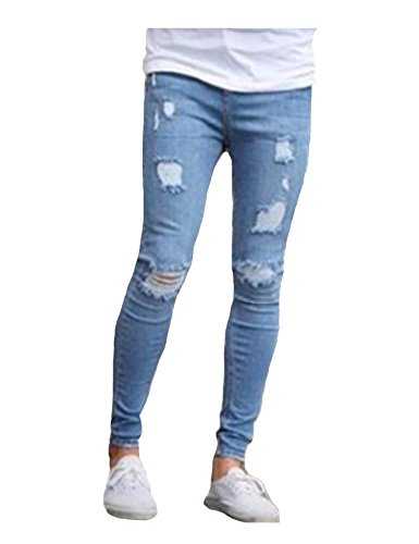 newrong Men Skinny Stretch Ripped Denim Jeans