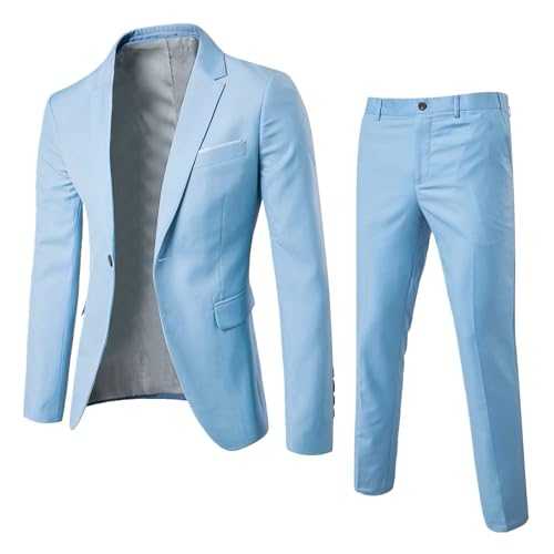 YANFJHV Men's 2-Piece Regular Fit Suit Suit Jacket Trousers Suit Set for Business Wedding Blazer Wedding Suit Slim Fit Suits & Jackets Work Jacket + Trousers Suits Jacket