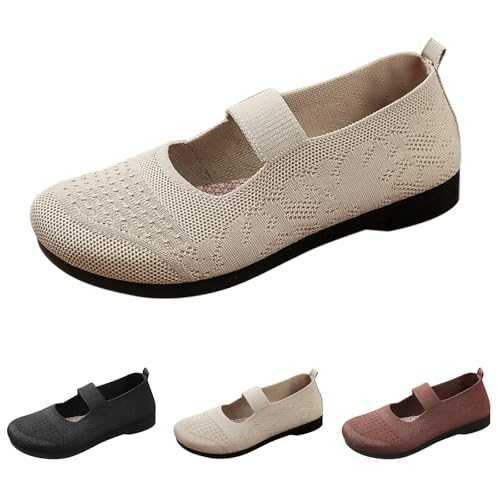 Women's Casual Shoes Spring Summer and Autumn Mesh Breathable Mom Shoes Flat Slip On Commuting Work Dance Light and Comfortable Casual Women Size 5