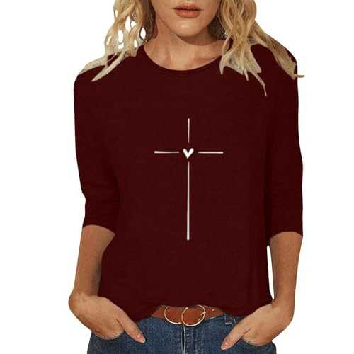 Summer Tops for Women UK Printed Shirt 3/4 Sleeve Tunic Tops Crew Neck Blouse Womens Tops Blouses Cotton Tshirts Graphic Tees Plus Size Elegant Blouse Shirts