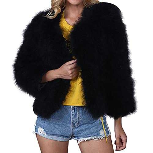 Women Faux Fur Coat Short Thicken Warm Cardigan Jacket Winter Cardigan Coats Solid Casual Cropped Fur Jacket Windbreaker Outerwear Ladies Winter Jackets Long Sleeve Open Front Furry Fluffy Coats