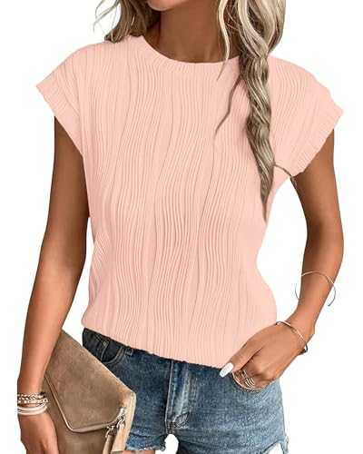 MOLERANI T Shirts for Women - Short Sleeve Ladies Tops Round Neck Blouses Tees Solid Summer Knit T-Shirts S-2XL