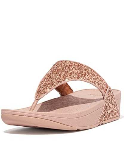 Women's LULU Glitter Toe-Thongs Wedge Sandal, Rose Gold, 7 UK