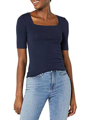 Amazon Essentials Women's Slim-Fit Half Sleeve Square Neck T-Shirt