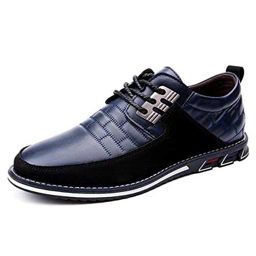 Men's Casual Leather Shoes British Lace Up Business Oxford Comfortable Driving Office Walking Flat Loafers