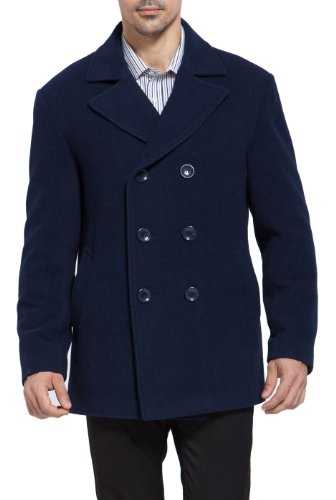 BGSD Men Mark Classic Wool Blend Pea Coat (Regular Big & Tall and Short)