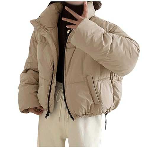 GULASISI Womens Baggy Fluffy Down Coats Winter Thicken Cotton-Padded Clothes Y2K Teen Girls Cropped Puffer Jacket Thermal Down/UK Size/Teenage Girls Ladies Clothes/Shipping 7 Days