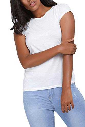 MBN Womens Summer Stretchy Basic Plain Casual Cap Sleeve Jersey T Shirt Tees