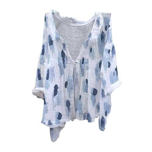 Cocila Tie Bottom Shirts for Women Natural Autumn Fragrant Fabric Shirt Long Sleeved Deep V Neck Tops Floral Print Breathable Lightweight Womens Casual Work Blouse
