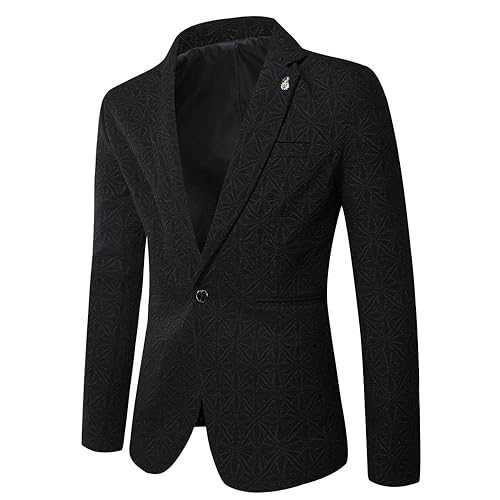 COSKTIARL Mens Business Blazers - Jacquard Suit For Men Black Designer Blazer Masculino Fashion Lapel Single Breasted Wedding Elegant Dress Formal Mens Jacket Coat