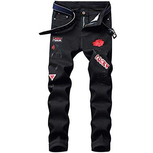 Liuhond Men's Ripped Distressed Destroyed Straight Fit Washed Denim Jeans Pants