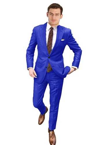 Pkrboro Men's Notch Lapel Suit Two Pieces Two Buttons Dress Business Wedding Party