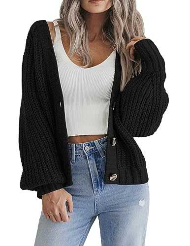 Cardigans for Women UK Short Open Front Jumpers with Buttons Ladies Loose Long Sleeve Knitwear Oversized Sweater