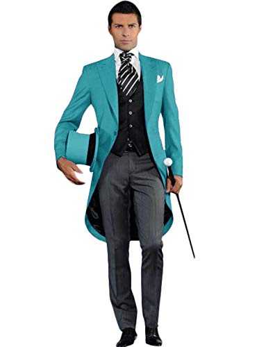 YZHEN Men's 3 Piece Tailcoat Tuxedo One Button Wedding Prom Suit