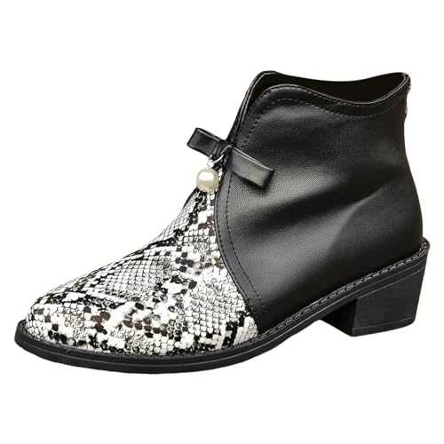 CEWIFO Women Leather Boots Heeled Lightweight Ankle Boots for Women Heel Ankle Boots for Women UK Arch Support Boots High Heeled Ankle Boots for Women