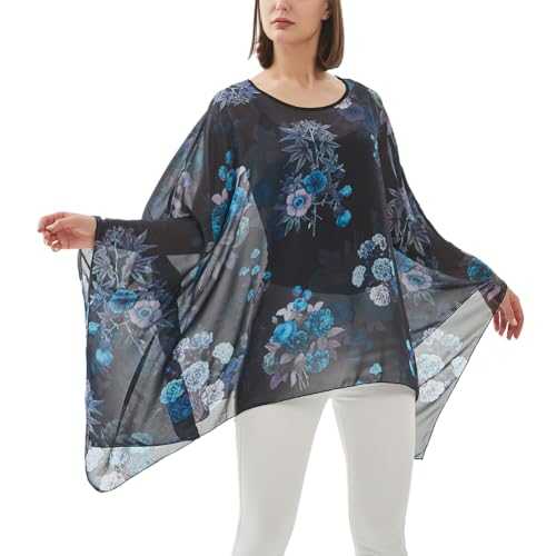 CuteSwan Ladies Womens Chiffon Lagenlook Batwing Sleeve Casual Loose Kaftan Tunic Top Blouse