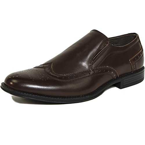 alpine swiss Basel Mens Dress Shoes Brogue Medallion Wing Tip Slip On Loafers