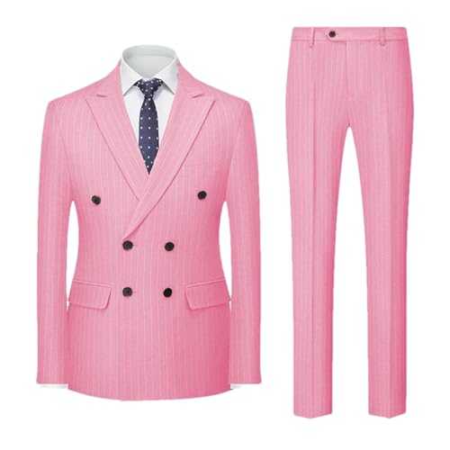 Men's Formal Stripe Suit – 2-Piece Blazer and Pants Double-Breasted Business Prom Set