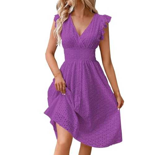 HOOUDO Womens Summer Dresses Cotton Floral Printed Bohemian Dresses Scoop Neck Ladies Sundresses Pocketed Swing Wedding Guest Tank Dresses Shirt Dresses