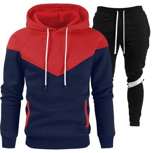 NQyIOS Mens Full Tracksuit Set Athletic Full-Zip Hooded Running Tracksuit With Pockets Sports Casual Sweat Suit Warm Up Two-Piece Set Track Suits Men's Activewear Sets Xmas