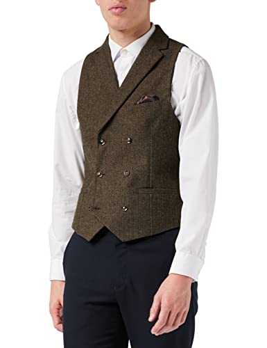 Jax Men’s Herringbone Double Breasted Collar Waistcoat Tailored Fit Waistcoat Retro 1920s Vest