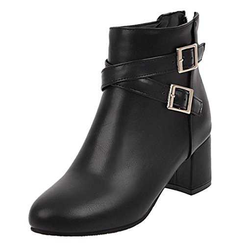 CHICMARK Women Casual Ankle Boots with Mid Chunky Heel and Large Size Avaialble