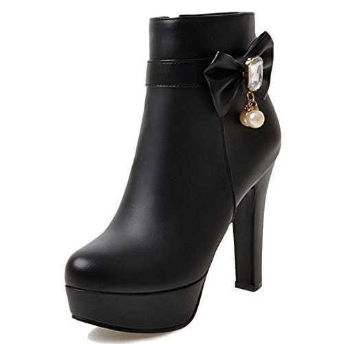 Onewus Women High Block Heel Ankle Booties Plus Size & Small Size Platform Boots