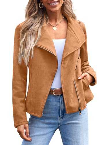 AUTOMET Womens Faux Leather Jackets Suede Fall Fashion 2024 Outfits Winter Clothes Open Front Cropped Coat Outwear