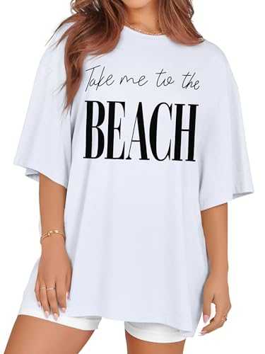 rosemia Oversized Tshirts for Women Summer Short Sleeve Round Neck Graphic Tee Shirt
