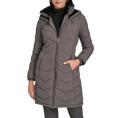 Calvin Klein Women's Classic Hooded Zip Front Puffer Coat Jacket
