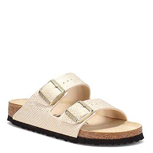 Women's Arizona Sandals, Shiny Python Eggshell, 7 Women/7 Men