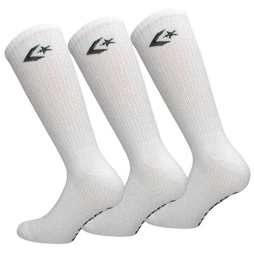 3 Pairs Classic Star Chevron Socks - Mid Calf Length - Men (White, 6-11), White, 39-46