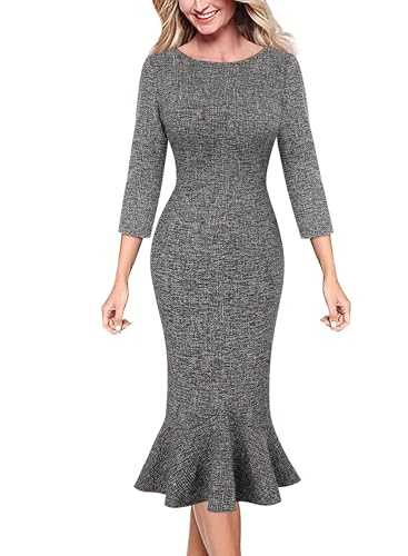 VFSHOW Womens Elegant Floral Lace Cocktail Party Mermaid Midi Mid-Calf Dress