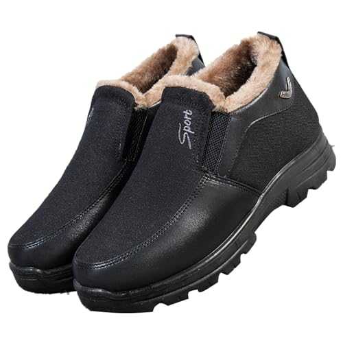 Mens Formal Wedding Oxfords Casual Leather Shoes Men's Snow Shoes Winter Fleece Warm Non Slip Comfortable Shoes，latform Casual Walking Casual Slip On Winter Shoes for Elderly Men Shoes Slip on Casual