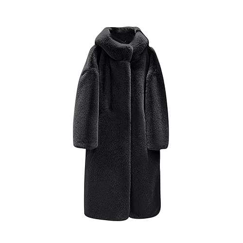 Womens Fleece Jackets Fluffy Fuzzy Shaggy Teddy Coats Faux Fur Long Overcoat Winter Warm Soft Jacket Sherpa Teddy Bear Overcoat Outwear Windproof Long Trench Coats with Pockets Ladies Sale Clearance