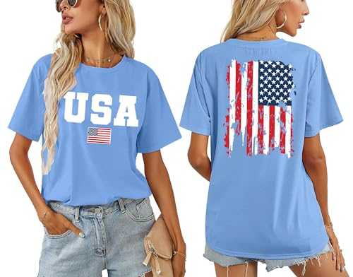 American Flag Shirts for Women: 4th of July T Shirt Funny USA Print Tees Patriotic Casual Short Sleeve Tops